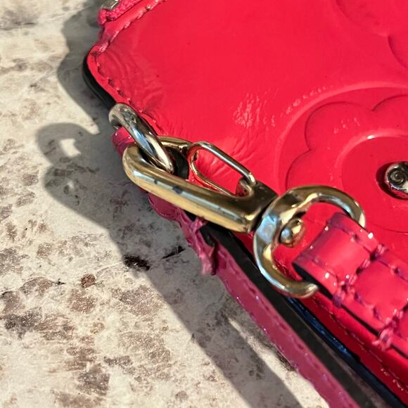 Brighton Pink Patent Leather Flower Embossed Wristlet - Silver Brighton Hardware - Picture 8 of 10